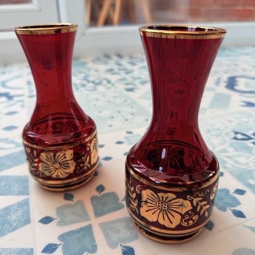 Pair vintage bohemian ruby - of,