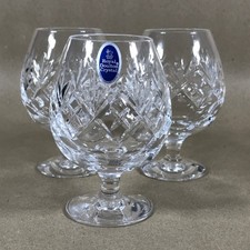 Set of 3 Vintage Royal Doulton Cut Crystal Brandy Glasses