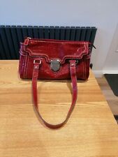 LIZ CLAIBORNE Stylish Deep Red Patent Mock Croc Shoulder Bag/ Handbag 
