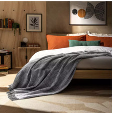 Save 50% - Habitat Woven Throw - Grey - 150cm x 200cm