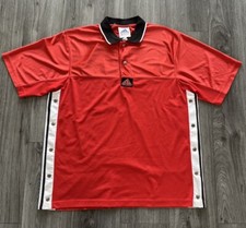 Adidas 90s Vintage Retro Poppers Red T-Shirt Top Mens Large