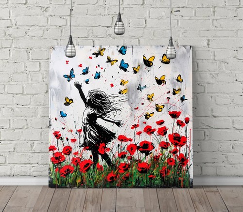 Girl flowers banksy - in,