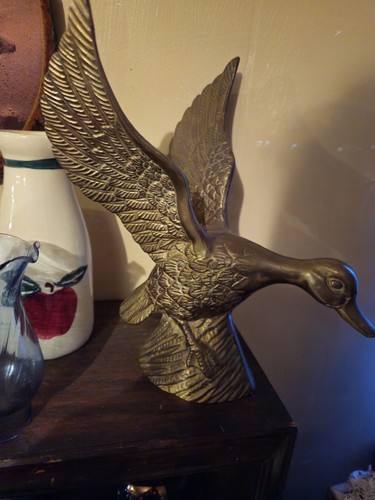 Vintage brass flying - flying, duck