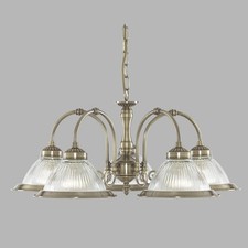 Brass and Glass 5 Dome Pendant Ceiling Light