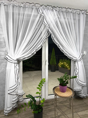 White voile curtain set - curtain, with