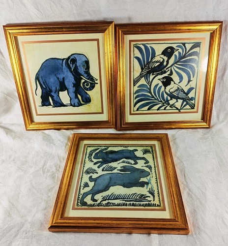 Vintage folk art animal prints - folk,