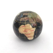 World Globe Real Gemstones Paperweight Ornament Decorative Vintage 8cm high