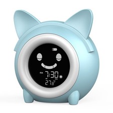 Charming Cat Design Alarm Clock for Kids with Gentle Night Light and Sleep Aid