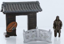 Vivid Arts Castle Gate Stone Bridge Bronze Samurai Statue