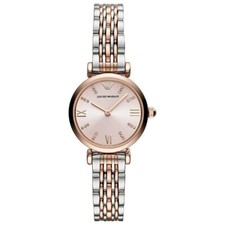 EMPORIO ARMANI AR11223 GIANNI T-BAR SILVER/ ROSE GOLD WOMENS LADIES QUARTZ WATCH