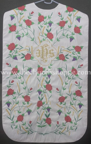 New white roman chasuble - new,