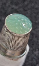 Sterling silver thimble green - silver,