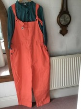 LUCY & Yak Ladies Dungarees Bright Tango Orange Heavy Organic Cotton Size 18R.