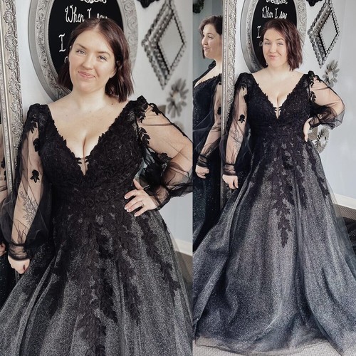 Gothic black plus size wedding - black,