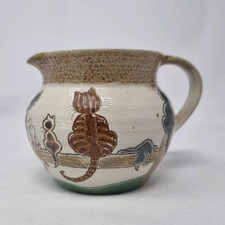 Michael Mosse Cats Salt Glazed Stoneware Pottery Cream Jug