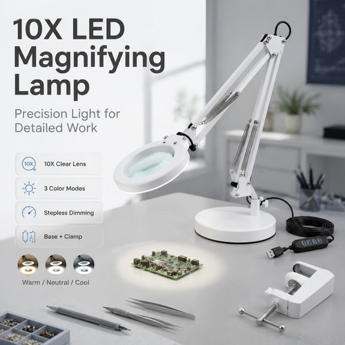 10x magnifying lamp led desk - magnifying,