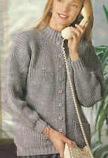 Ladies Classic Fisherman's Rib Cardigan/Jacket Knitting Pattern DK 32-44"  677