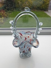 Vintage Murano Glass Basket Approx 19cm X 10cm
