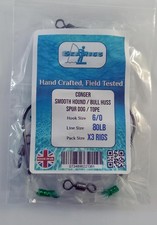 SEARIGS™ Conger Rigs x3  6/0 Carbon Steel Circle Hooks 80lb Asso Ultra Flex