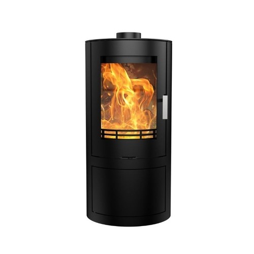 Cylindrical wood burning stove - burning,