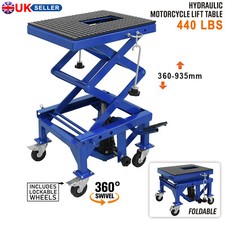 440lbs Hydraulic Motorcycle Lift Table 4 Wheels ATV Dirt Bike Scissor Jack Stand
