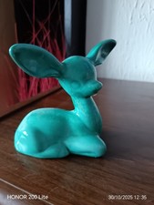 Vintage Mid Century Turquoise Colour Fawn Anglesey Pottery