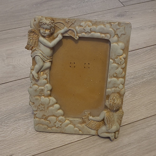 Beige painted resin - resin, angel