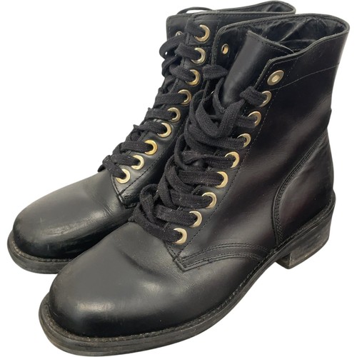 Sandro black leather combat - black,