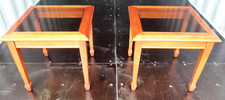 2 Side tables Wooden Glass top Coffee Vintage bohoo stylish decor home retro