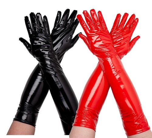 Adult pvc long gloves red - adult,