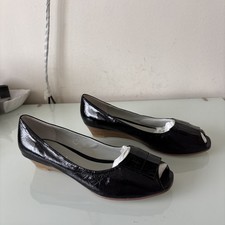 Ravel Black Leather Peep Toe