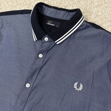 Fred Perry | Short Sleeve Flat Knit Collar Oxford Shirt XXL (Navy) Mod Casuals