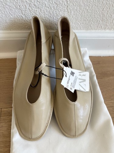 Nwt zara leather flats - zara,