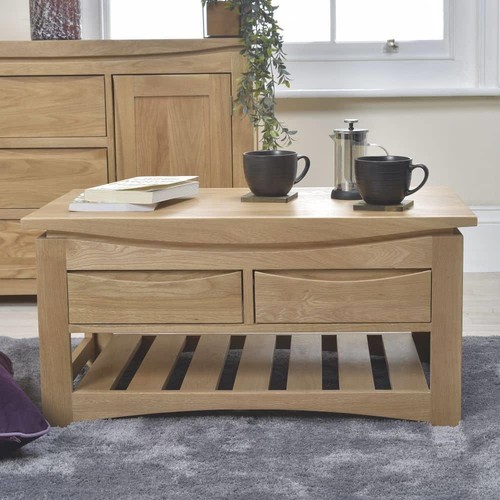 Solid oak coffee table - coffee, with