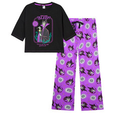 Disney Womens Comics Maleficent Pyjama Set PJ Lounge Sleepwear Nightwear