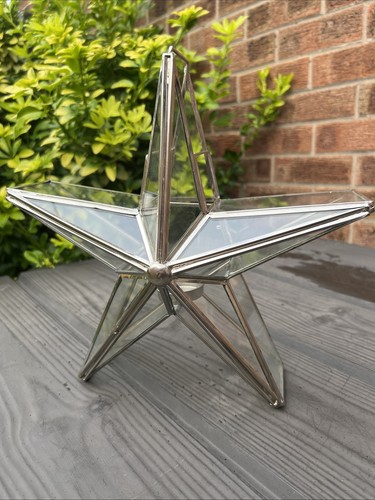 Glass metal star lantern - glass/metal,