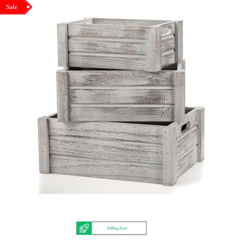 Pack rustic wooden storage - 3-pack,