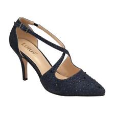 Lotus Ladies Panache Blue Diamante Cross Over Prom Occasion Stiletto Court Shoes