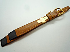 Hirsch Brown 13 mm Genuine Leather Watch Strap Gold Buckle 13mm Lug Open Ended