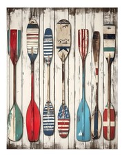 Rustic Nautical Oars Wall Art Poster for Home Decor Premium Quality