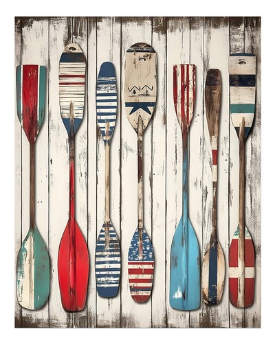 Rustic nautical oars wall - nautical,