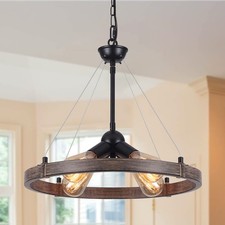 4 Lights Wagon Wheel Chandelier Light Fixture, 17.7” Farmhouse Chandeliers fo...