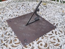 Vintage Garden Square Brass Sundial & Gnomen 'Ye Tyme Passes' FREE UK P&P 