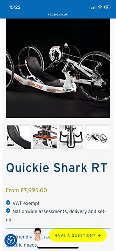 Quickie shark recumbent - shark, rt
