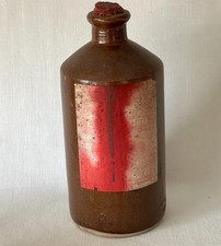 Antique Stoneware Bottle Red Scarlet Fountain & Dip Pen Ink Cork Sealed