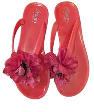Dream By Flyflot Red Toe Post Poppy Flower Jelly Sandals Size 5 Great Condition.