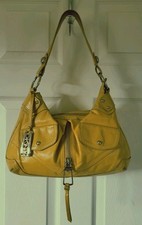 DKNY Mustard Yellow Genuine Leather Shoulder Bag Hobo  Handbag