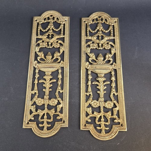 Pair antique brass pierced - pair,