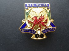 LBB029 GB  Mid Wales Vintage Lawn Bowls Association Enamel Badge