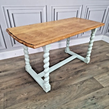 Antique Vintage Wooden Oak Barley Twist Coffee Side Table - Painted Up-Cycled